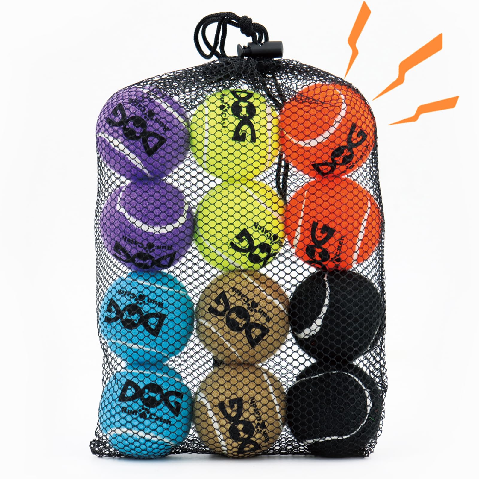 Photo 1 of INSUM Squeaky Tennis Balls for Dogs - 12 Pack 2.0'' Durable Non-Toxic Outdoor Dog Toys Balls with Mesh Bag, SGS Certified, Colorful Fetch Toys,Small Breeds