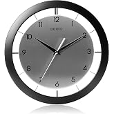 SEIKO 11 Inch St James Brushed Metal Wall Clock, Black