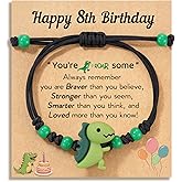 Dinosaur Birthday Bracelet for Boys - Adjstable Bracelet Sibling Birthday Gift with Heartfelt Quote Card
