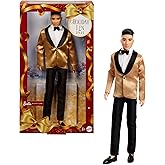 Barbie Signature 2025 Holiday Black Hair Ken Collectible Fashion Doll Wearing Full Suit with Golden Jacket in Displayable Pac