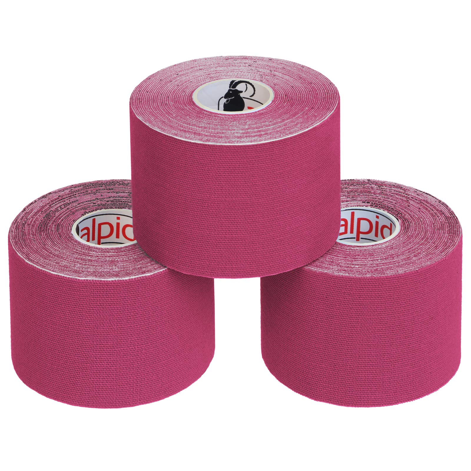 ALPIDEX Kinesiology Tape 1/3/ 6/12 Rolls Many Colors 5 m x 5 cm Application Examples E- Book Skin Friendly Muscle Support Elastic Strapping Tape, Colour:Pink, Quantity:3 Rolls