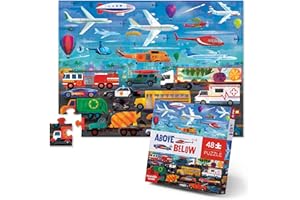 Crocodile Creek Above + Below 48-Piece Jigsaw Floor Puzzle - Fun Floor Puzzles for Kids Ages 4-8 - Vehicles - 27 x 20 inches Finished
