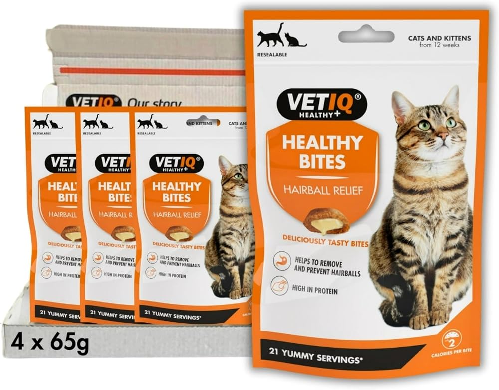 VETIQ Healthy Bites Hairball Relief Treats Cats & Kittens 65 g Pack of 4