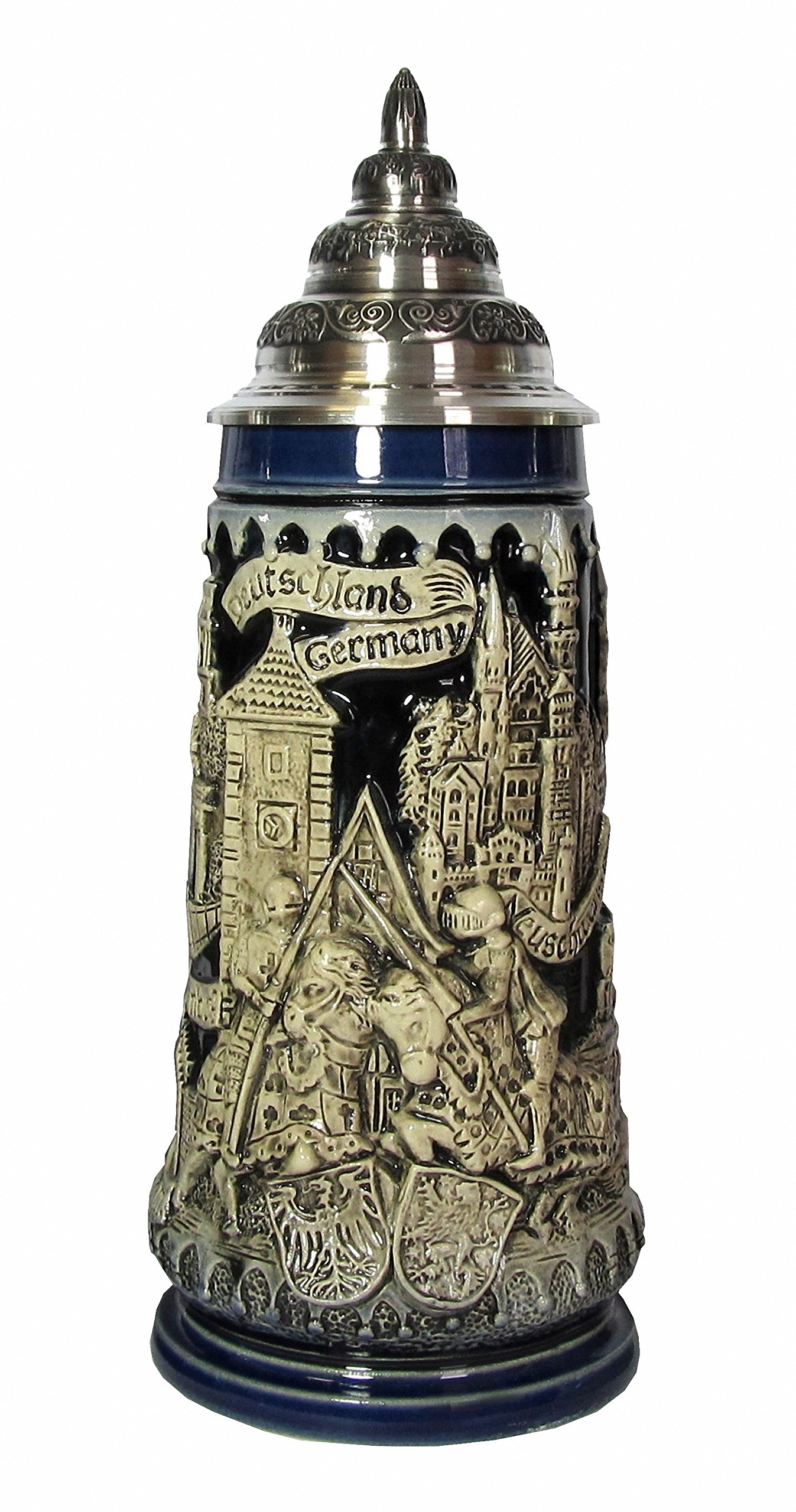 King German Beer Stein Deutschland panorama stein 0.5 liter tankard, beer mug KI 1111-blE 0,5L