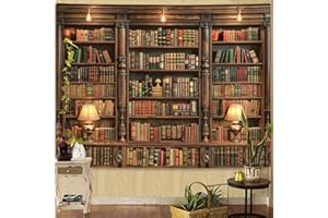 Spenlife Bookshelf Tapestry Wall Hanging Vintage Library Wall Tapestry, Old Books on Shelf Classical Study Room Student Study College Dorm Bedroom Living Room Wall Decor