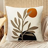 Merrycolor Boho Decorative Pillows for Bed Mid Century Modern Throw Pillows Covers Leaf Green Pillow Cover Textured Aesthetic Boho Pillows Cover Decorative Throw Pillows for Couch,1PC,18x18 Inch