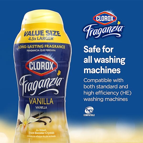 CLOROX FRAGANZIA LAUNDRY SCENT BOOSTER CRYSTALS IN VANILLA SCENT – SCENTED IN-WASH FRESHENER BEADS FOR FRESH, CLEAN, GREAT SMELLING CLOTHES AND LINENS, 70 OZ