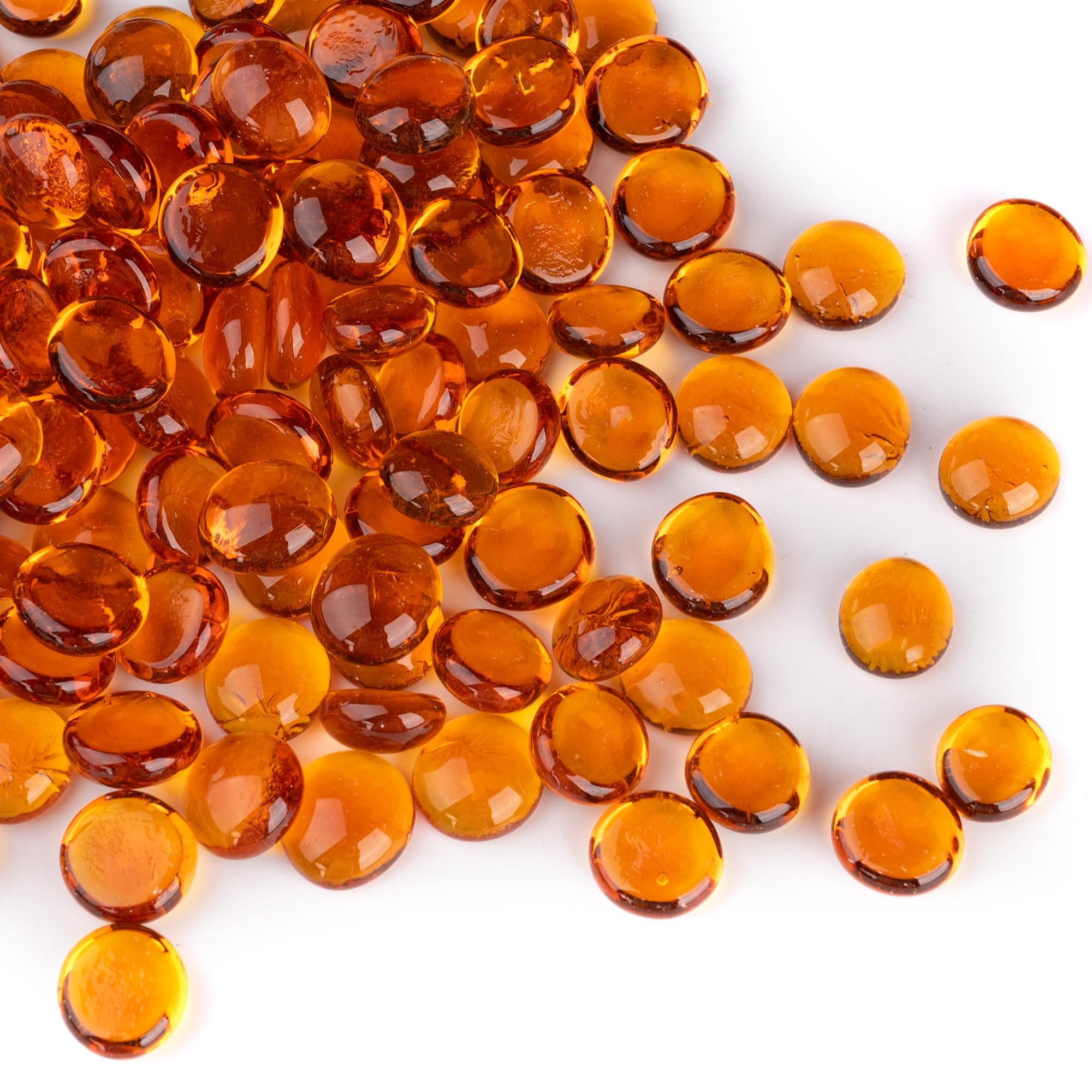 Photo 1 of 1LB Glass Marbles, Transparent and Smooth Flat Glass Beads for Vases, Mosaic Gem Pebbles for Aquarium Decor, Floral Arrangements, Mancala Stones, Vase Filler and Crafts, Orange