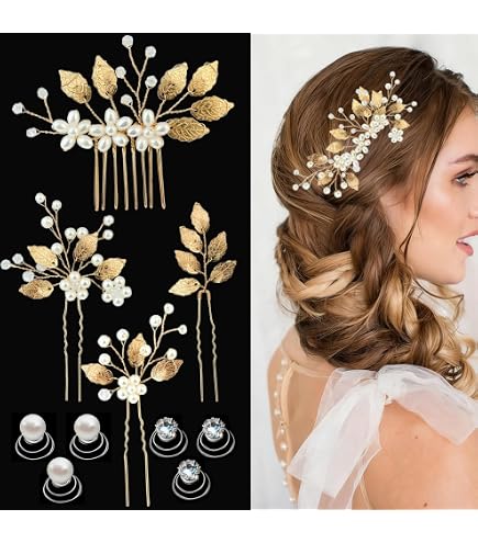 Amazon.com : PRETTYLIFE Pearl Wedding Hair Pins U-Shaped  display picture 3