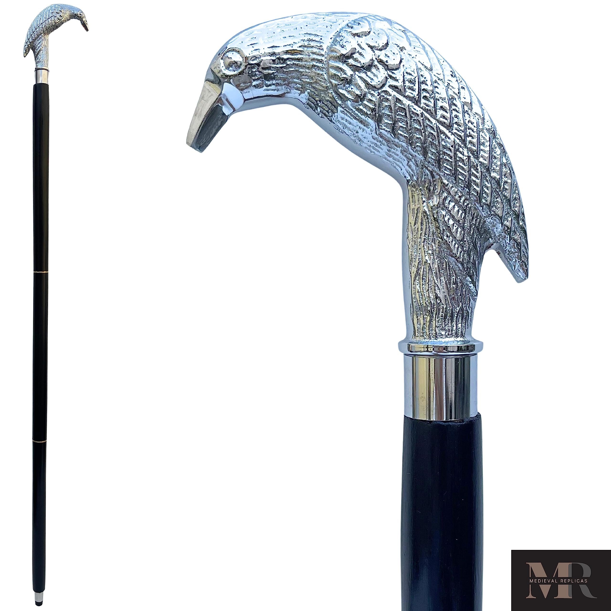 Men's Raven Fashion Walking Stick Silver