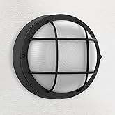 Faymart lighting 8" Nautical Outdoor Light-Black Round Bulkhead LED Lights,Sauna Light Fixture Outdoor 8" Nautical Bulkhead L