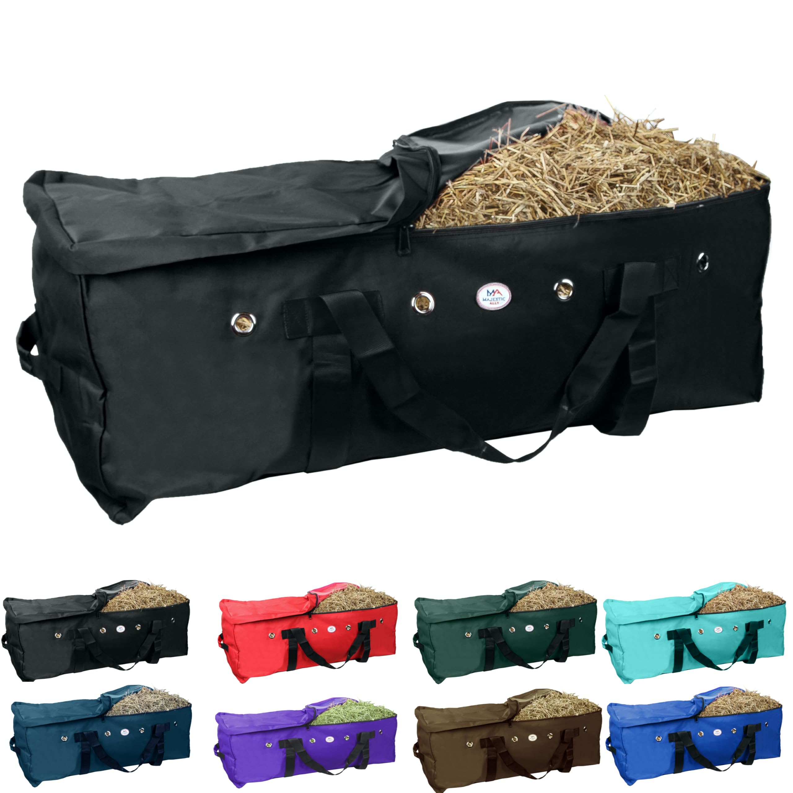 Majestic Ally 1200 D Nylon Fabric Large 44” x 20” x 16” and X Large 53"x 24" X 20" Heavy-Duty Hay Bale Storage Bag (Large, Black)