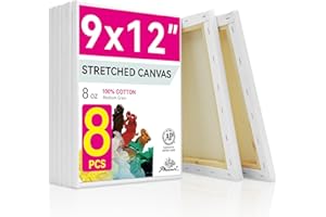 PHOENIX Pre Stretched Canvas for Painting - 9x12 Inch/8 Set Value Pack 5/8 inch Profile for Acrylic and Oil Paint