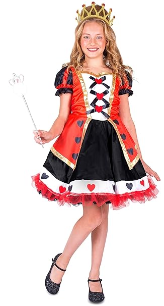 Costume Regina Di Cuori Bambina Travestimento Alice Nel