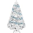 YITAHOME White Spruce Artificial Christmas Tree, 6 FT Artificial Unlit Pine Tree with 818 Branch Tips and Metal Hinges & Foldable Base for Home, Office, Party Decoration