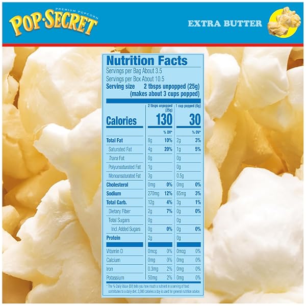 POP SECRET MICROWAVE POPCORN, EXTRA BUTTER FLAVOR, 3.2 OZ SHARING BAGS, 3 CT