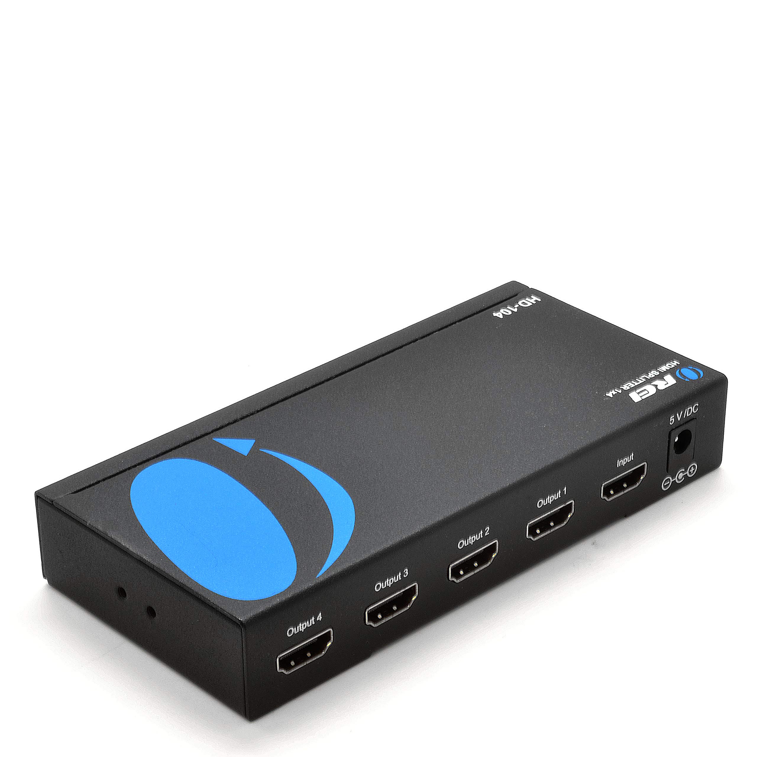 4K 1x4 HDMI Splitter by OREI - 1 Port to 4 HDMI Display Duplicate/Mirror - Powered Splitter Ver 1.4 Certified for Full HD 1080P High Resolution &amp; 3D Support (One Input To Four Outputs) - HD-104 Black