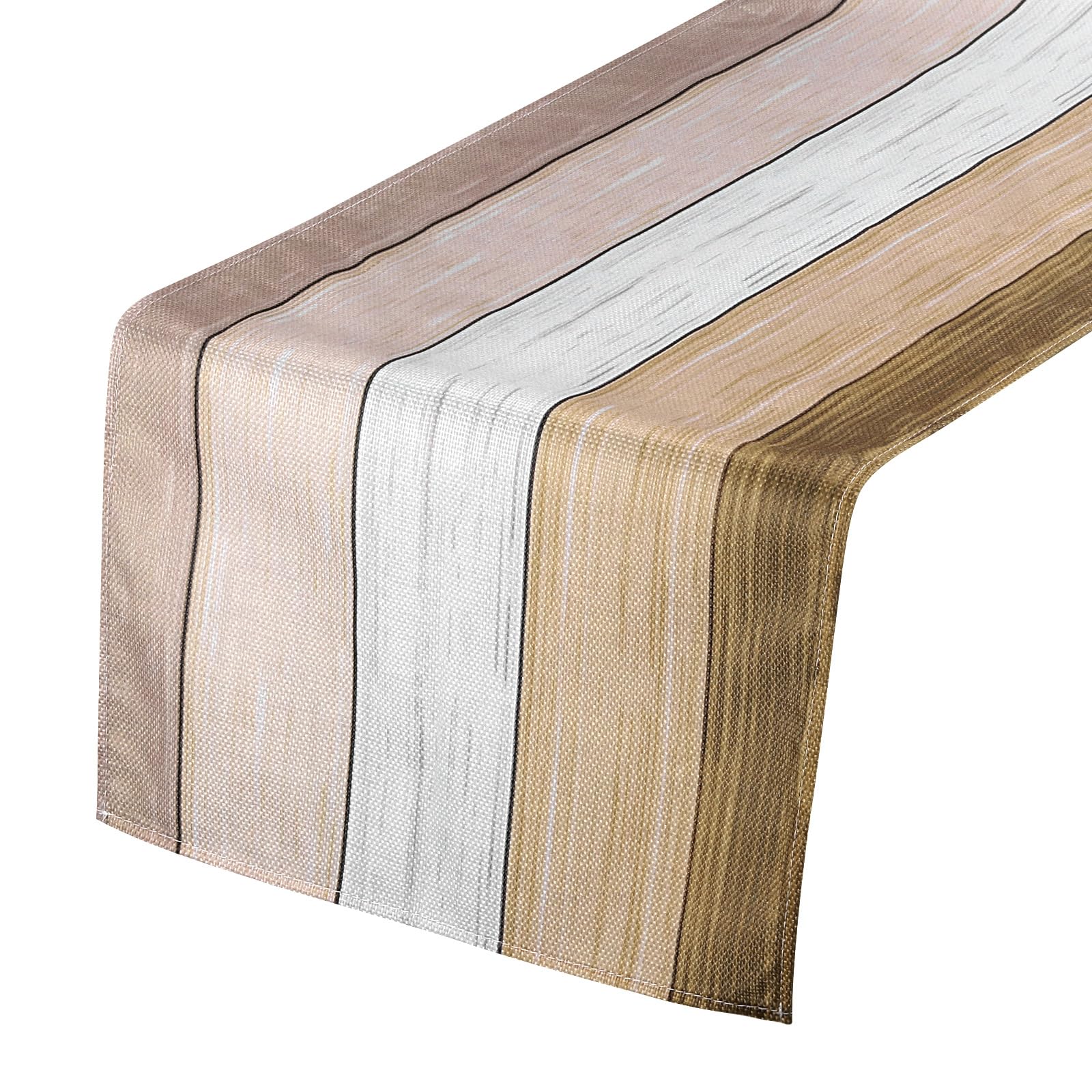 uxcell Table Runner 72" x 13", Retro Cotton Linen Table Runner, Light Brown & Grey