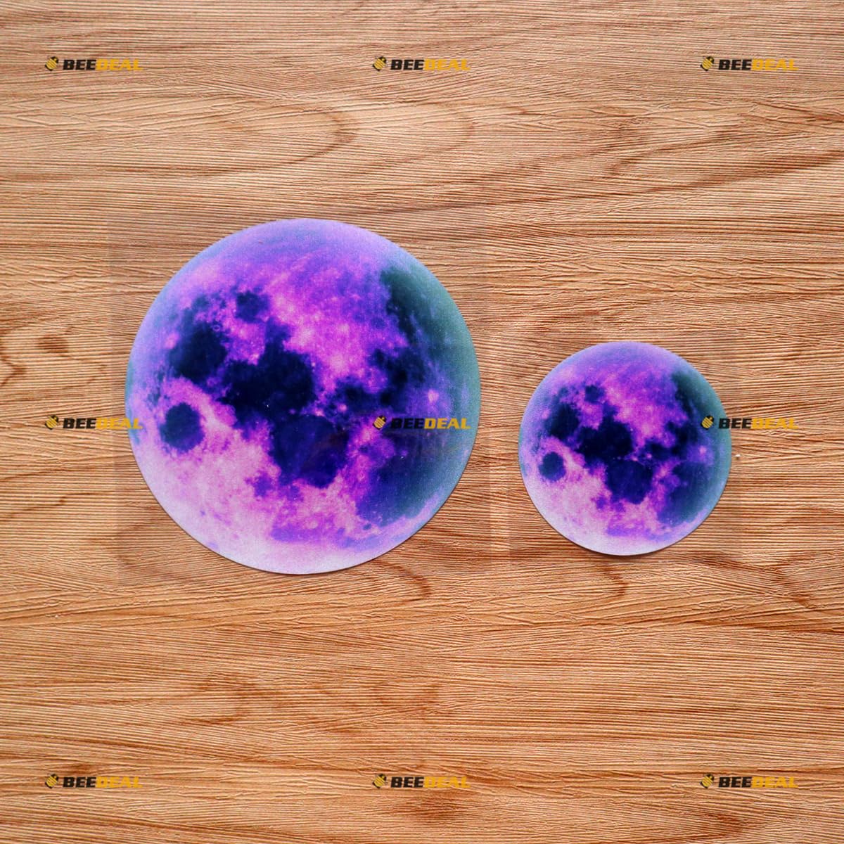 Photo 1 of 2 Pack Reflective, 3 Inches, 5 Inches - Purple Full Moon Sticker Decal Vinyl - for Car Boat Laptop Cup