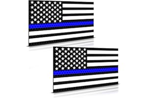 VENICOR 2PC Reflective Thin Blue Line Car Magnets - 5x3 Inches - American Flag Magnet for Truck Law Enforcement Police Cop Lives Matter Patriot Stripe Bumper