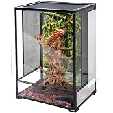 REPTI ZOO 24" x 18" x 36" Reptile Tall Glass Terrarium Rainforest Habitat Double Hinge Door with Screen Ventilation 67 Gallon Reptile Terrarium Easy Assembly