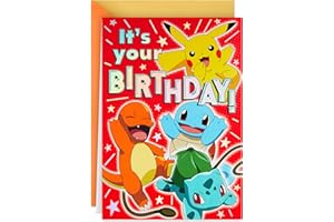 Hallmark Pokémon Pop Up Birthday Card for Kids (Pikachu, Squirtle, Charmander, Bulbasaur)