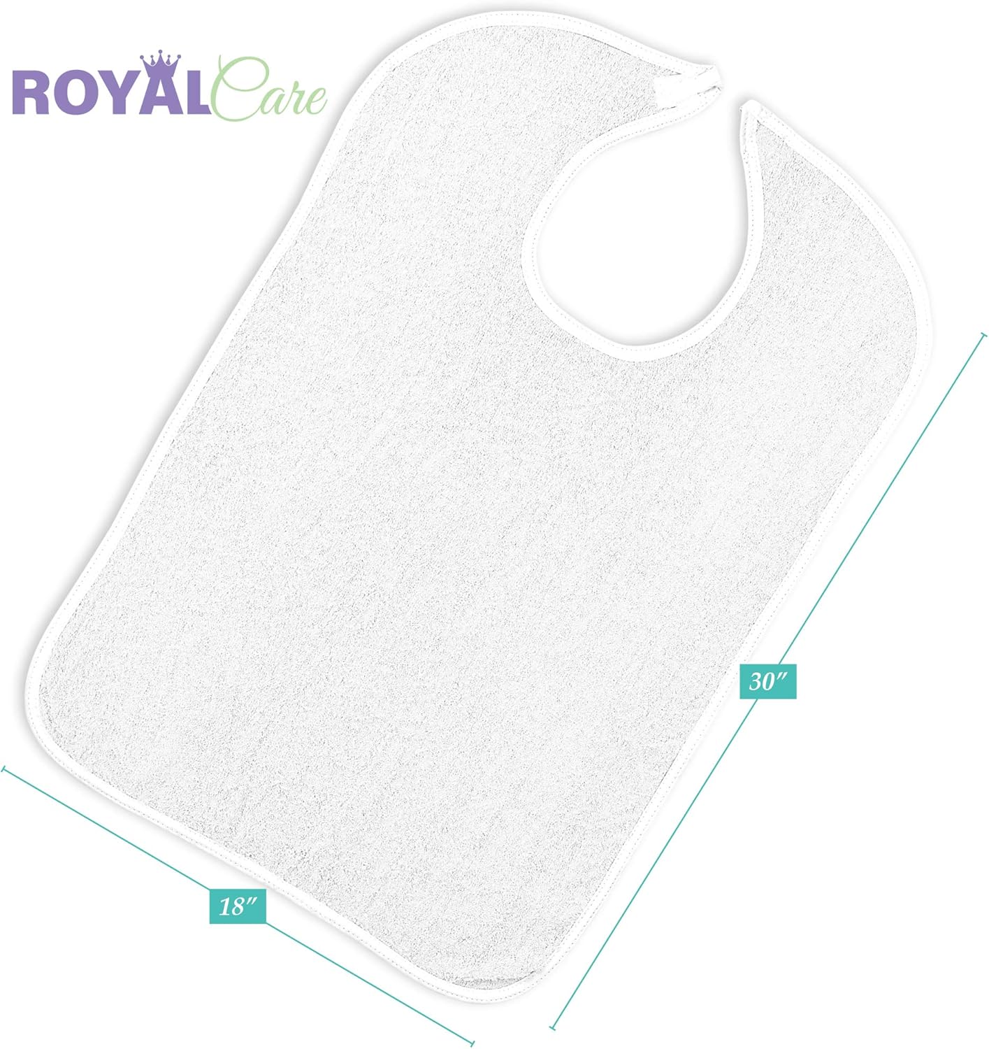 6PK Reusable Terry Cloth Adult Bibs – 18" x 30" Super Absorbent Washable Apron (White): Clothing