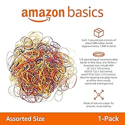 Amazon Basics Assorted Size and Color Rubber