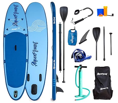 Aquaplanet Stand-Up-Paddleboard, 3 m, komplettes Anfänger-Set Inkl. Hand-Luftpumpe mit Manometer, verstellbares Paddel aus Al