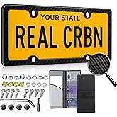 TansoSeni Anti Theft 100% Real Carbon Fiber License Plate Frame Holder, Black Licence Plate Car Tag Frame 6″×12″ Rust-Proof, Rattle-Proof & Lightweight, Universal Fit Complete Hardware(1 Pack 4 Holes)