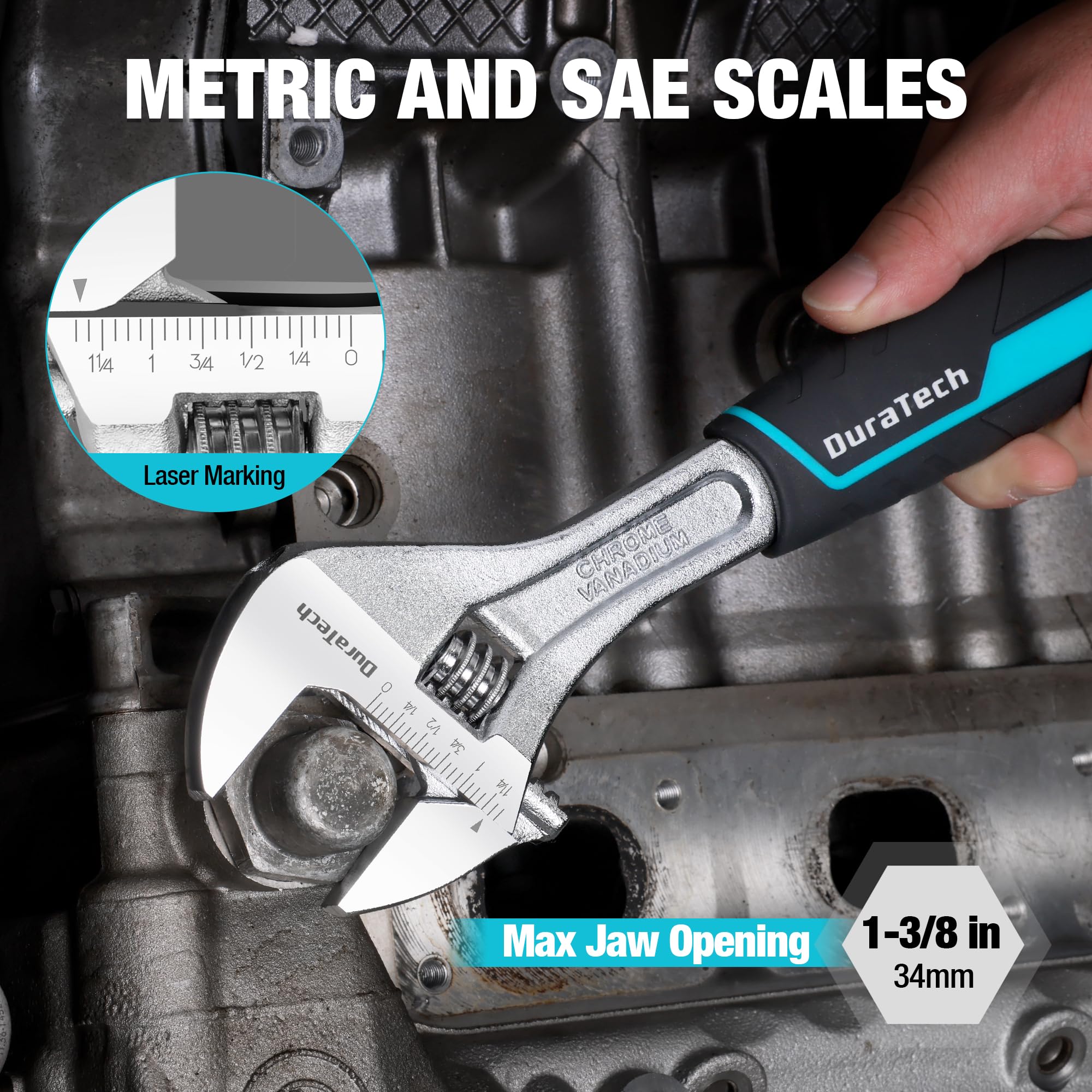 Mua 10-Inch Adjustable Wrench, Cr-V Steel Wrench, Wide Jaw Wrench ...