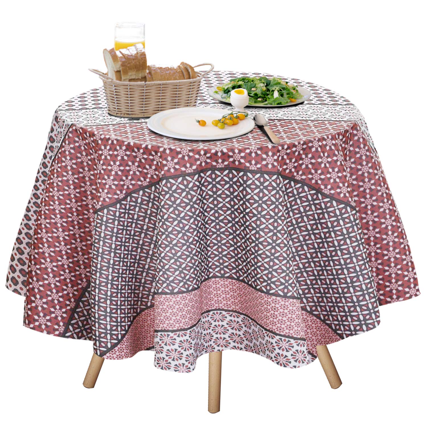 JIATER Floral Printed Table Cloth Spillproof Polyester