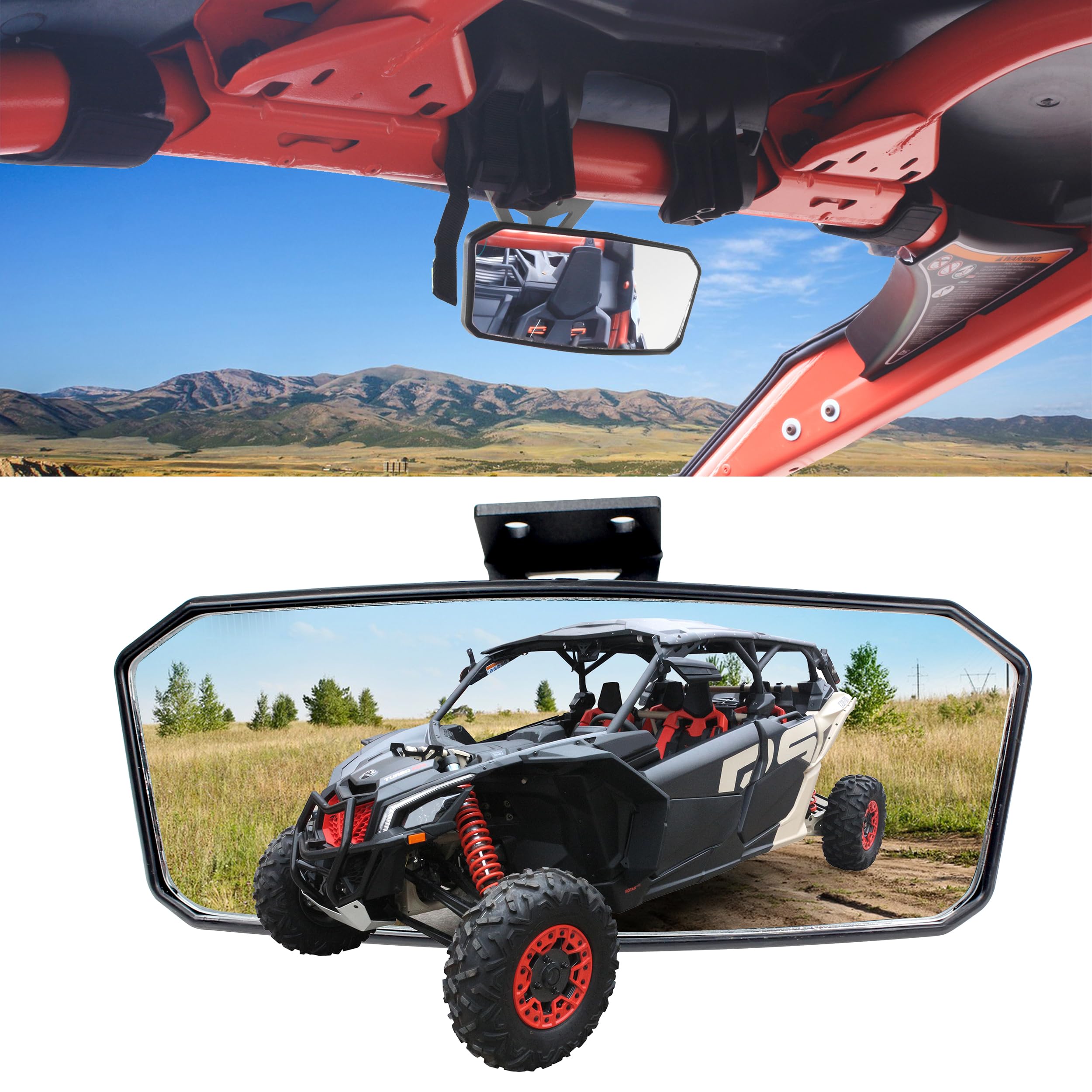 Photo 1 of CUSAUTV Interior Rearview Center Mirror Compatible with 2016-2025 Can am Defender Maverick Trail Commander Adjustable Convex Rear View Mirror Accessories Replacement for 715003638