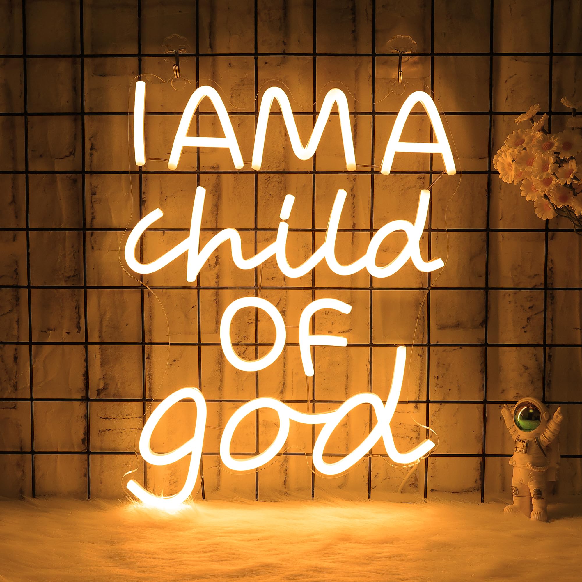 CoolGift Mart Divinely-Inspired Neon Sign - 'I Am a Child of God' Wall Art for Spiritual Home Decor | Inspiring Light for Bedroom, Nursery, or Worship Space