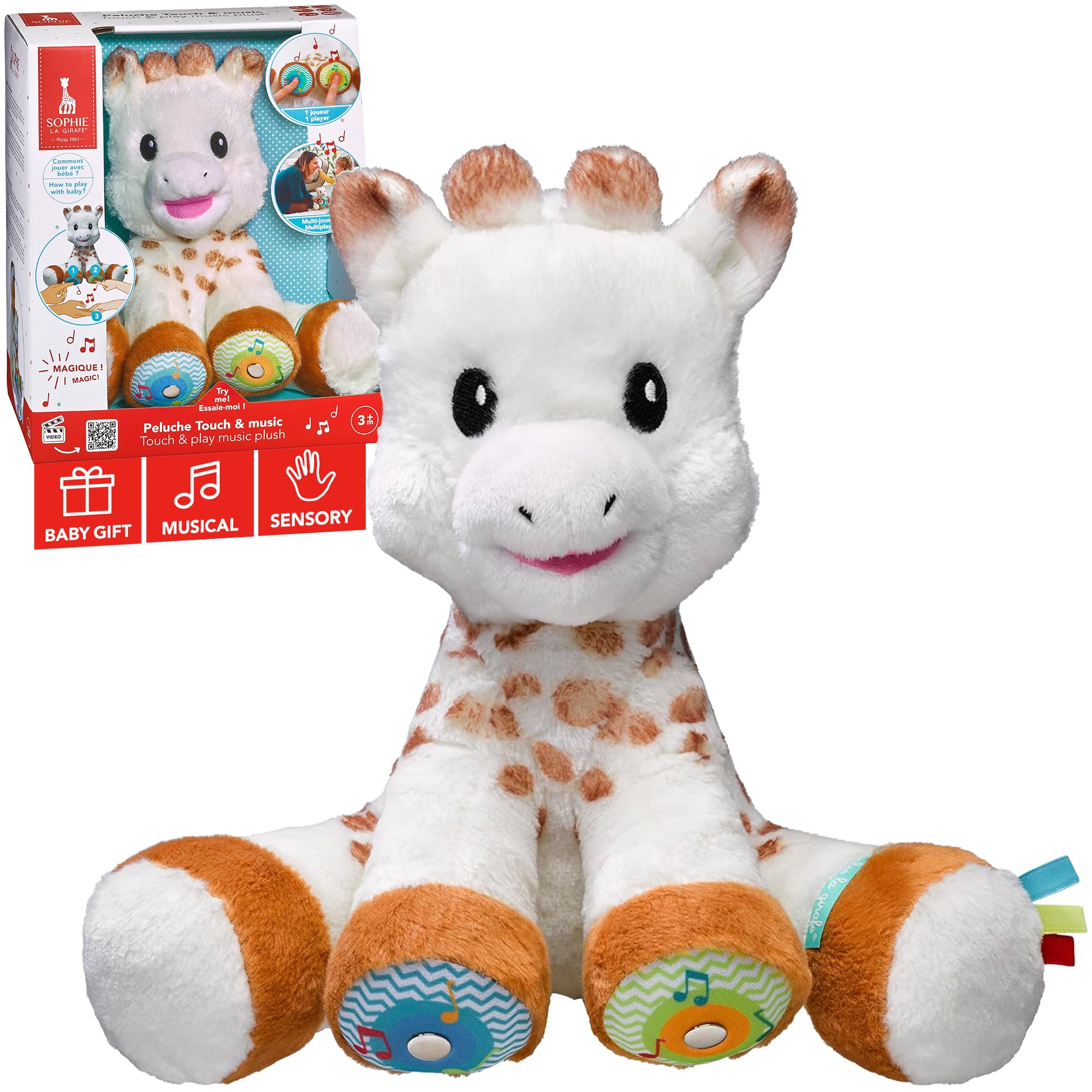 Sophie la girafe Touch and Play Music Plush Baby Toy, Interactive Sensor Musical Plush for Babies with 2 Playful Music Modes - Suitable for 3 months+