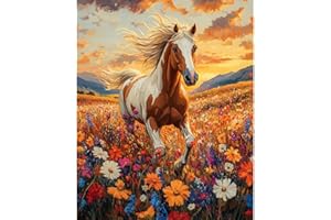 obterie Horse Paint by Numbers Kit for Adults Beginner Animals Oil Painting Kit Adult Paint by Number Kits on Canvas DIY Painting for Beginners Art by Numbers for Gifts Home Wall Decor 16x20 Inch