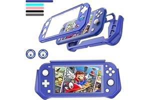 Switch Lite Case Protective Case for Nintendo Switch Lite, Feerne Full Protection TPU Shockproof Case Cover for Nintendo Switch Lite Skin with Built-in Screen Protector & Joystick Caps, Blue
