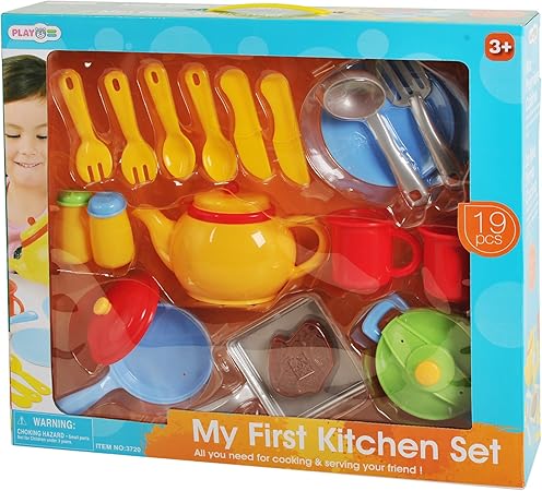 Amazon Com Playgo My First Kitchen Set 19 Piece Toys Games