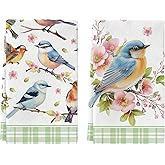 Zukmvuh Bird Kitchen Towels, Floral Spring Kitchen Bathroom Dish Towels, 2-Pack, 18x26 Inch, Multicolor, Polyester
