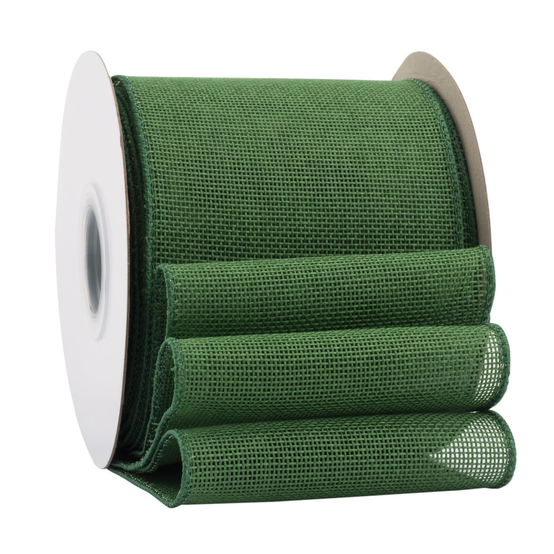 Ribbonitlux Forest Green Burlap Wired Ribbon, 100mm x 18 Meters, Wired Edge Burlap Ribbon for Gift Wrapping, Big Bow, Wreath, and Christmas Tree Decoration