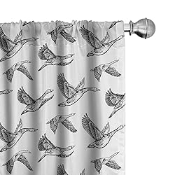 Lunarable Geese Curtains, Flying Geese Wings with