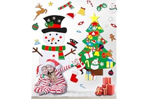 WOPLAGYREAT Felt Christmas Tree for Kids Wall, DIY Ornaments Tree with Snowman Decorations Gift Kit for Girls Boys Family, Decoracion de Navidad Advent Calendar Toys Xmas Indoor Home Door Clearance Decor Presents