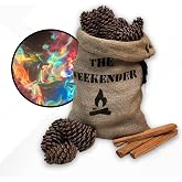 Goods of the Woods Magic Cones Weekender Bundle &ndash; 30 Color-Changing Fire Pine Cones and Natural Fatwood Fire Starters for Fire Pits, Campfires and Fireplaces, Blue and Green Flames, Made in USA