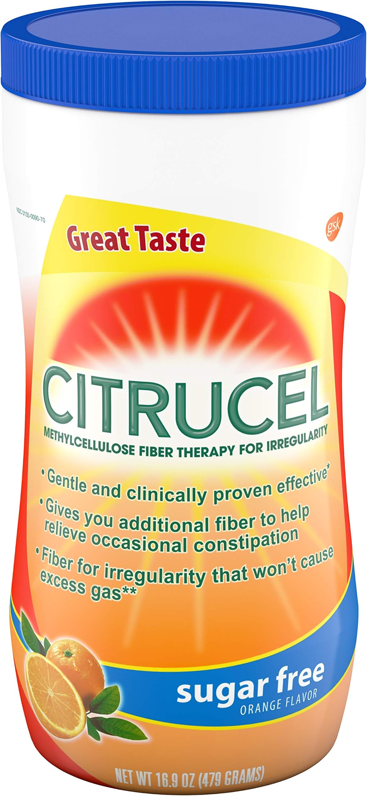 CITRUCELPowder Sugar-Free, Orange Flavor 16.9 oz (Pack of 3)