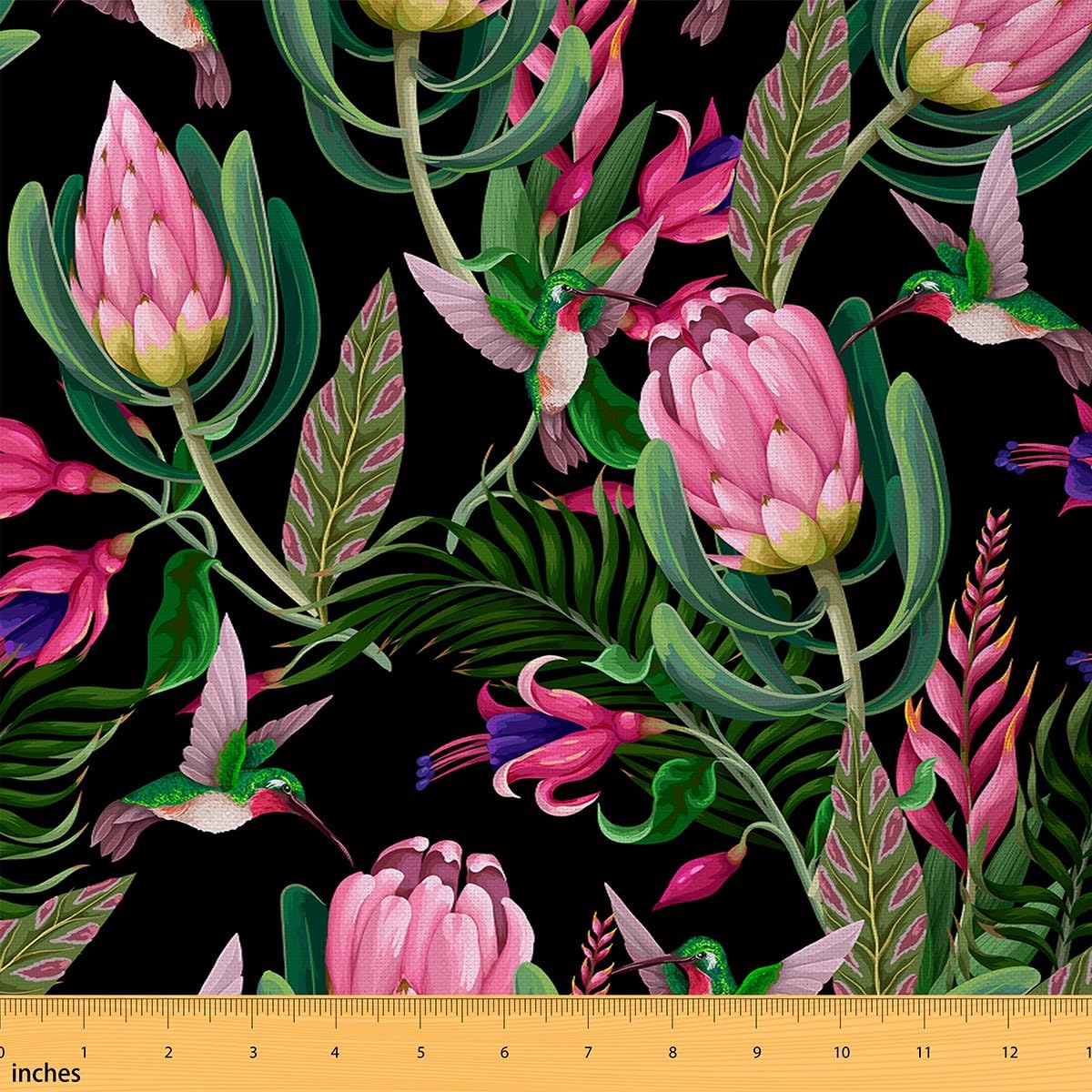 Vintage Floral Waterproof Outdoor Fabric Flower Painting Upholstery Fabric for Chairs Nature Plants Reupholstery Decor 2 Yards (L184*W150cm)