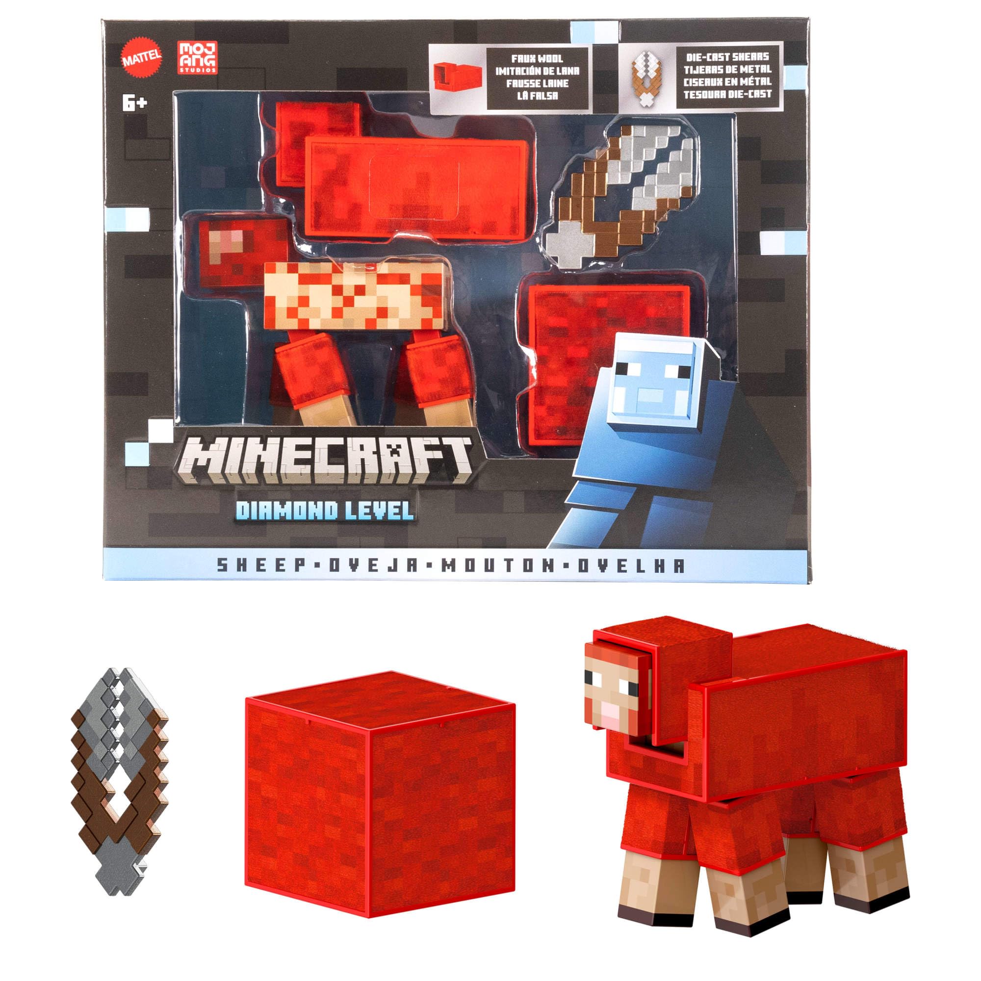 Mattel Minecraft Diamond Level Sheep Action Figure with 3 Accessories, 5.5-inch Collector Scale & Pixelated Design, JCV22