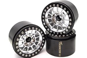 TxXrcss 200g Super Heavy 2.2 Beadlock Wheels Aluminum 1/10 Crawler RC Wheel 4pcs Rims Hub for Axial SCX10 Trx4m Silver Screws (Silver Black)