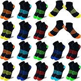 JAMEGIO boy socks 18 Pairs kids Low Cut socks Half Cushion Sport Ankle Athletic Sock for Little Big Kids