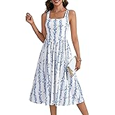Vrtige Women's Floral Corset Midi Dress with Ruffle Trim Cinched Waist Boho Long Dress