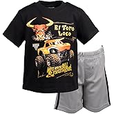 Monster Jam T-Shirt and Mesh Shorts Outfit Set Toddler to Big Kid Grave Digger El Toro Loco Megalodon